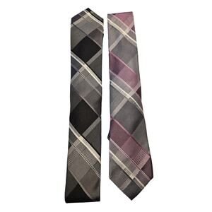 Lot of ties Michael kors 100% silk black plaid pink plaid business proffesional